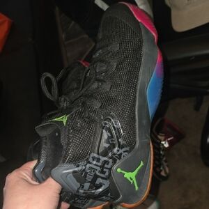 Jordan Athletic Shoes Black with Green and Multicolor Accents